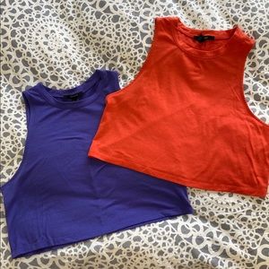 FOREVER 21 CROPPED COTTON MUSCLE TEES 2/$15